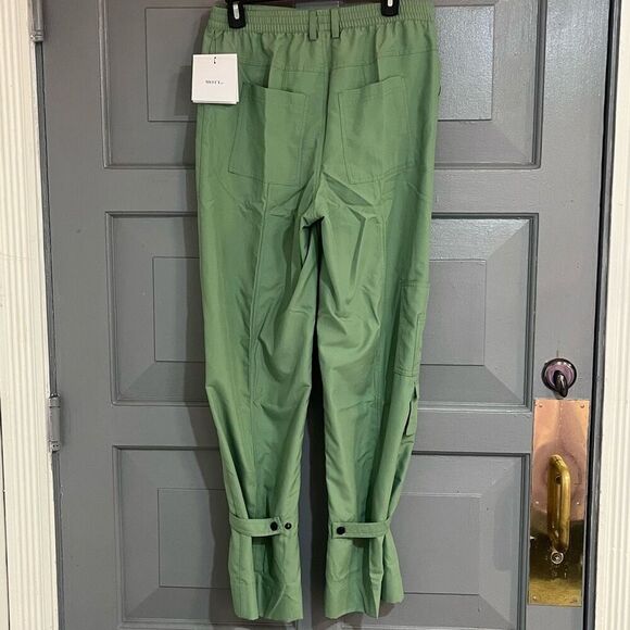 Mott50 Gabrielle Cargo Trouser Pant Matcha Green Soild Pants Sz L NWT - Picture 4 of 8